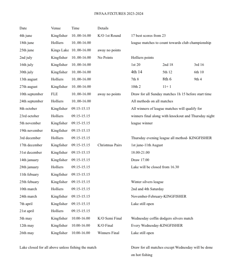 Fixture Lists | IOWFAC